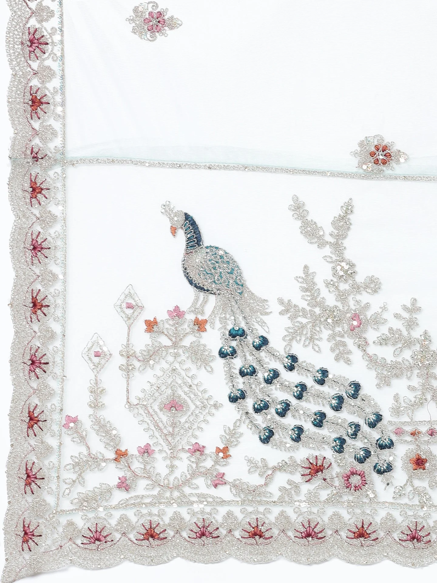 Sea green net heavy embroidered Three piece ghagra set - Image 6